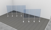 Hustenschutzwand mit Rahmen und Stellfüßen